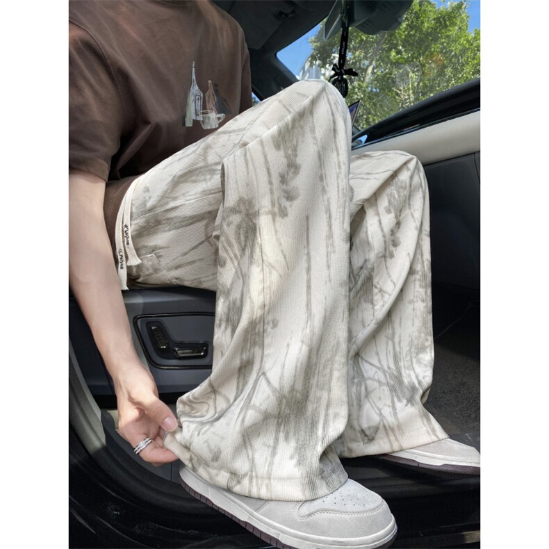 新中式水墨画扎染设计灯芯绒宽松休闲裤B315-K25494-特p25控48,男装休闲裤,电商B315