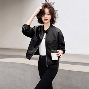 皮衣外套女装短款2024秋季新款立领时尚休闲机车风皮夹克上衣图片
