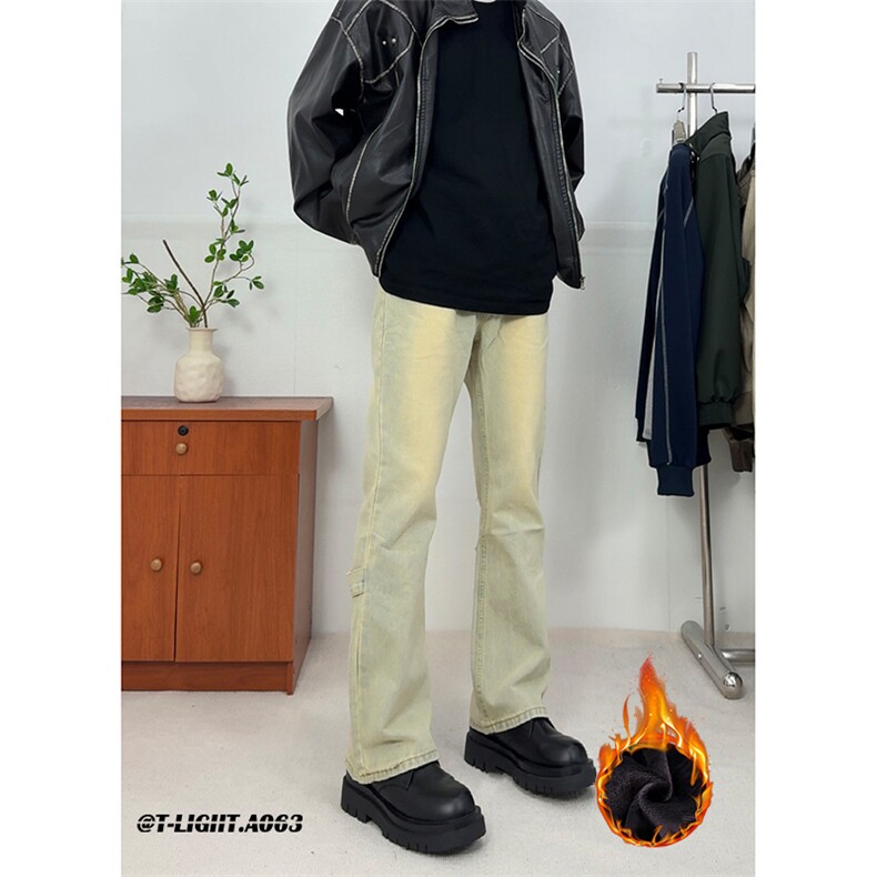 冬季美式ins高街vibe水洗加绒牛仔裤货号加绒K2316P70常规P55,男装牛仔裤,电商A063