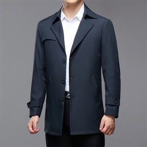 男士2023春季新款休闲风衣中青年纯色简约西服领外套JHL8998-P140图片