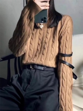 秋冬新款纯色针织套头上衣时尚百搭，女装针织衫/毛衣，冀清阳荣