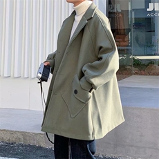 韩版潮流英伦风中长款上衣男秋冬季毛呢大衣外套情侣W5577-P62，男装风衣，星座512-2