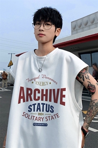 ！2025夏季新款男士麂皮绒无袖T恤百搭情侣背心TLBX25P18图片