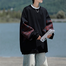 8XL-M春秋季圆领拼接撞色民族风卫衣男新款潮牌上衣服WY005P58，男装卫衣，电商B312