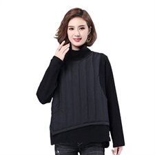 2020冬季新款拼接休闲宽松上衣舒适保暖卫衣，女装卫衣/绒衫，叶笙衣