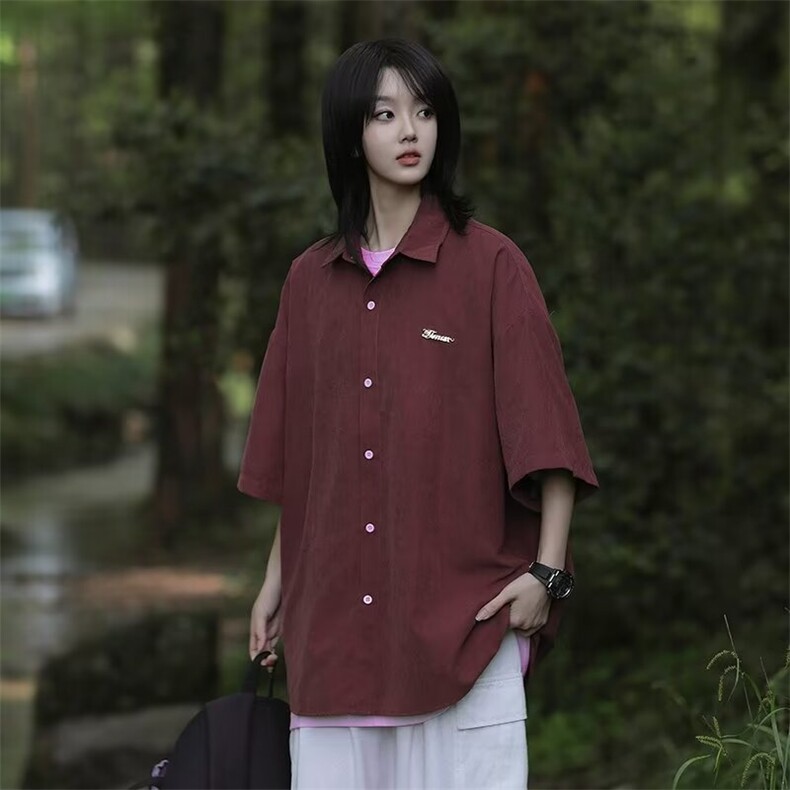 文艺衬衫男女短袖韩版潮流百搭学院风2024夏季ins外套CY833-P32,男装衬衫,星座412-2