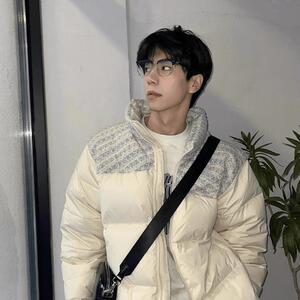 潮高级感针织拼接立领羽绒棉服加厚小众情侣面包服Y321-P88网图图片