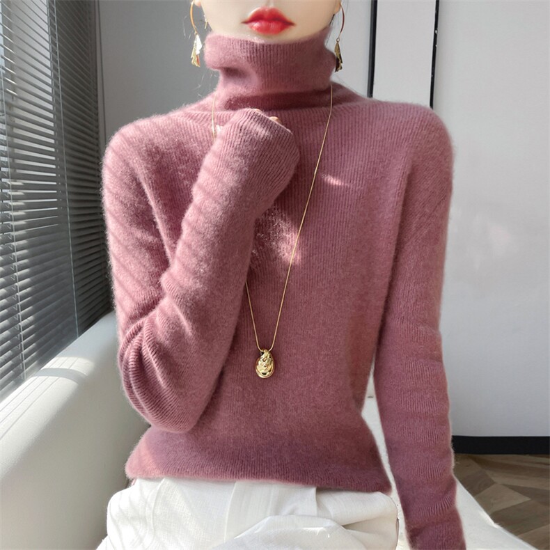 毛衣女秋冬2024新款安迪绒堆堆领针织衫长袖上衣,针织衫/毛衣,绒泰祥