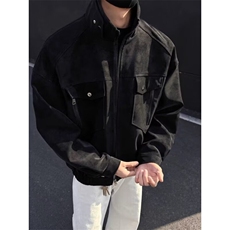 u皮外套男春秋立领美式复古工装男装皮衣夹克男款衣服HH061P95，男装皮衣，星座1013-5