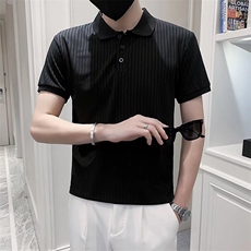 短袖polo衫男潮牌潮流纯色针织翻领t恤男装保罗商务半袖衣服T539，男装T恤，星座1116A-2（原606A-1）