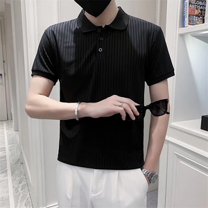 短袖polo衫男潮牌潮流纯色针织翻领t恤男装保罗商务半袖衣服 T539图片