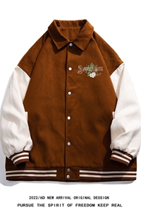 白底 22秋季西海岸hiphop潮流翻领棒球服夹克外套G605P85控108图片