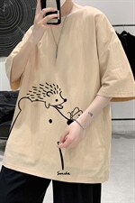 YT26166-P30亚短袖t恤男大码五分袖男宽松七分袖港风模特，男装T恤，电商A040