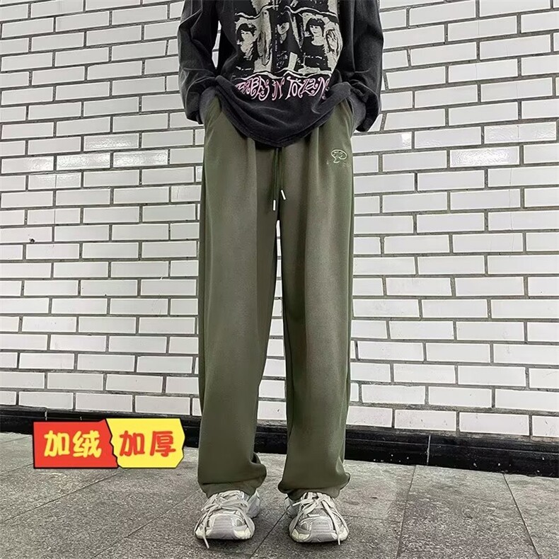 加绒休闲裤男韩版直筒裤子2024冬季ins长裤K4915-常规43-加绒49,男装休闲裤,星座412-2