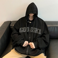 秋冬内景高街青年连帽开衫卫衣男宽松外套WY00233/P55加绒P65，女装短外套，电商B316