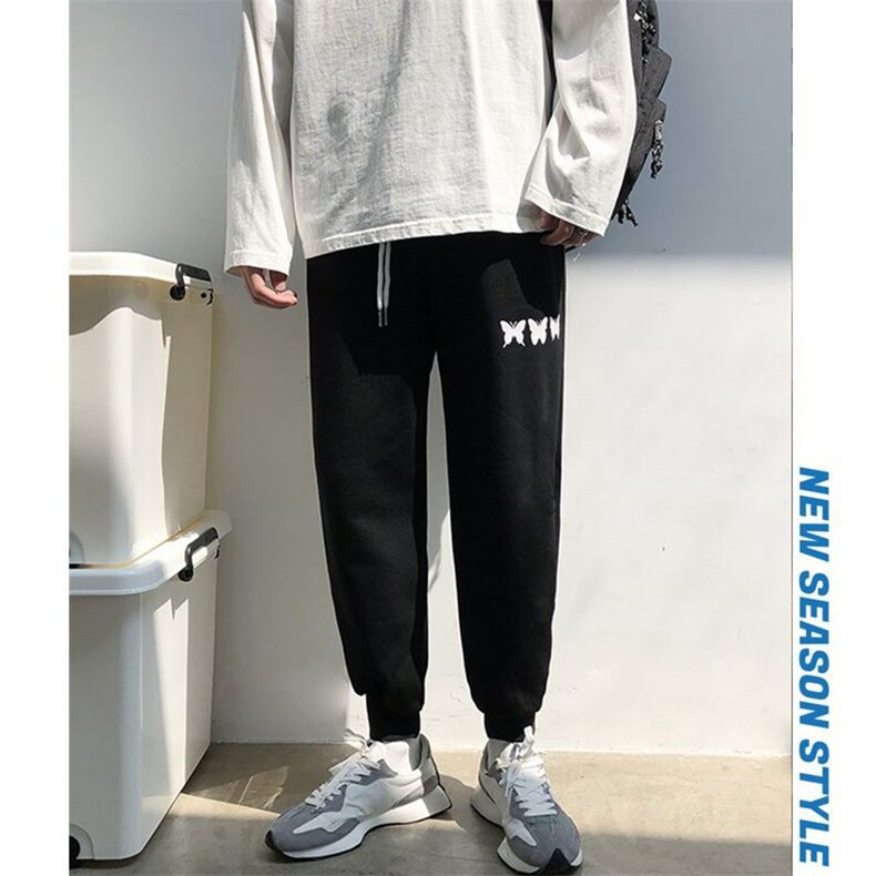 港风男休闲裤宽松印花束脚裤运动百搭卫裤N图片