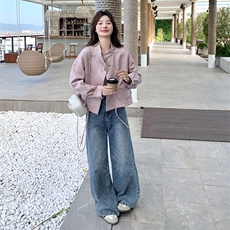 粉色短款皮衣外套女2025春季新款韩系可盐可甜减龄小个子PU皮夹克，女装短外套，2C239