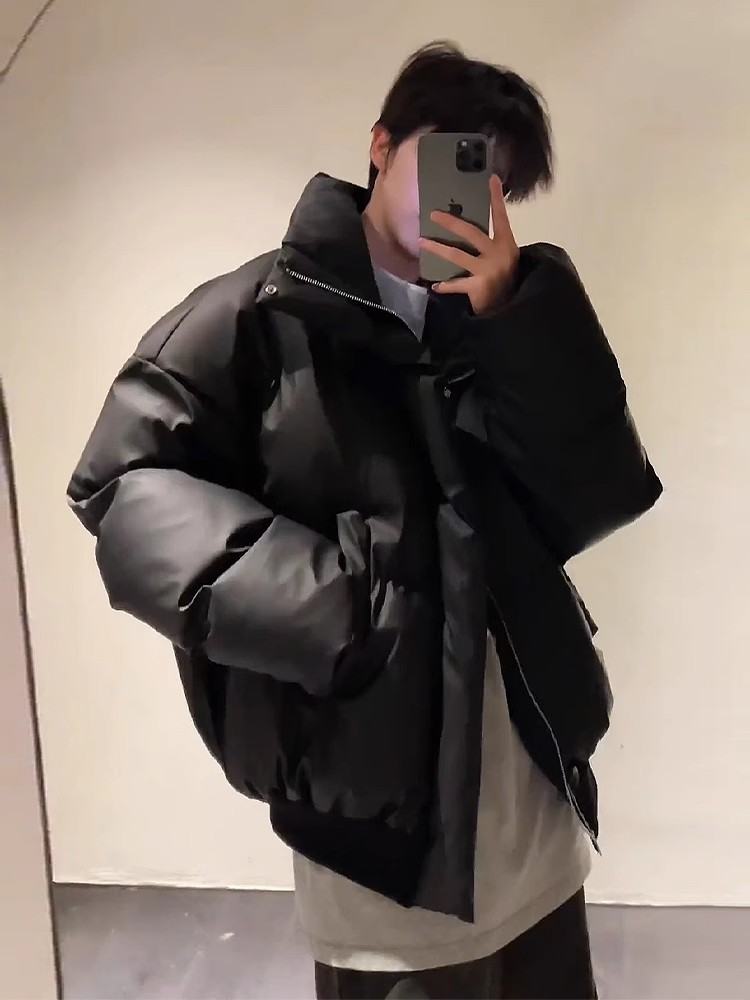 跑量特批现货高品质供抖音供直播美式短款pu棉衣男女G1111P75,男装棉衣,电商A339