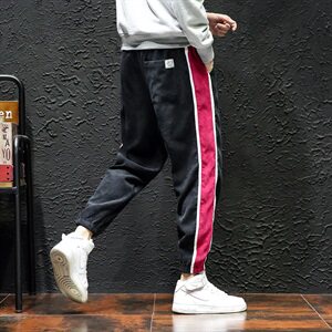 20秋装新款日系黑墙大码潮流韩版灯芯绒拼接九分小脚裤潮K813-P45图片