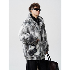 羊羔毛棉衣潮扎染情侣大码M-5XL毛绒外套男MY78198P138控198，男装棉衣，星座227-7