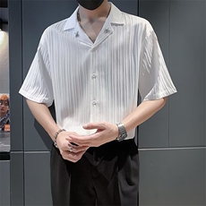 夏季短袖衬衫男痞帅冰丝半袖衬衣2023男士休闲五分袖上衣C202，男装衬衫，星座1116A-2（原606A-1）