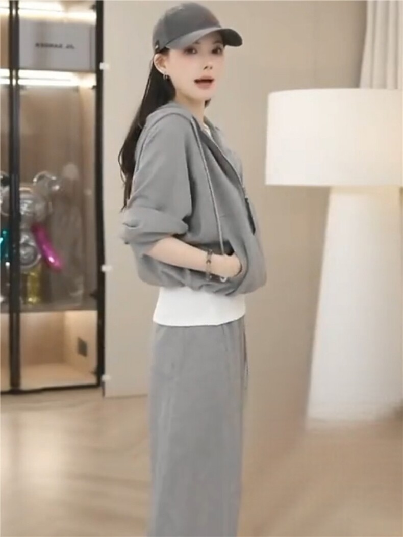 高端时尚套装女秋季新款洋气减龄修身显瘦开衫卫衣阔腿长裤两件套,女装套装/套裙,江南