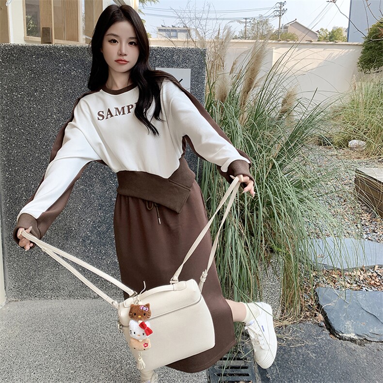 时尚套装女2024春季新款盐系穿搭御姐卫衣套装轻熟风半身裙两件套,女装套装/套裙,鑫慧