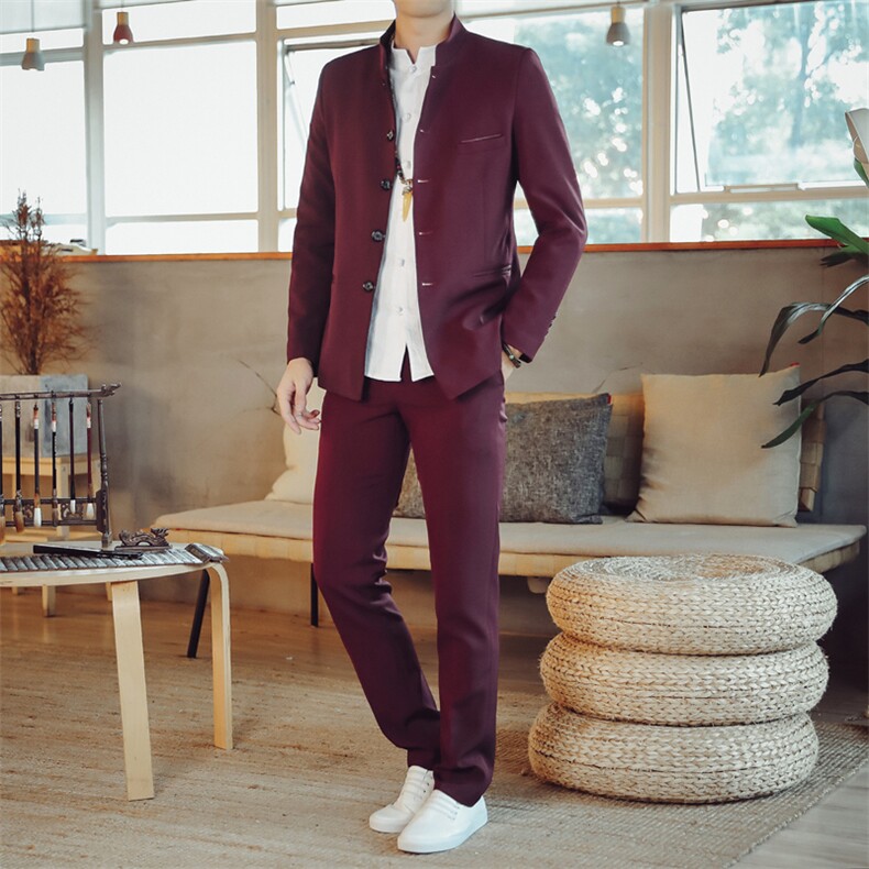 中山装西服套装男唐装西装两件套风外套A334-TZ107-P150,男装民族服装,电商B339(原A334）