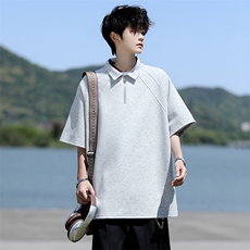 8XL-M半拉链t恤短袖POLO衫男款夏季美式翻领宽松大码半袖DT008P45，男装T恤，电商B312