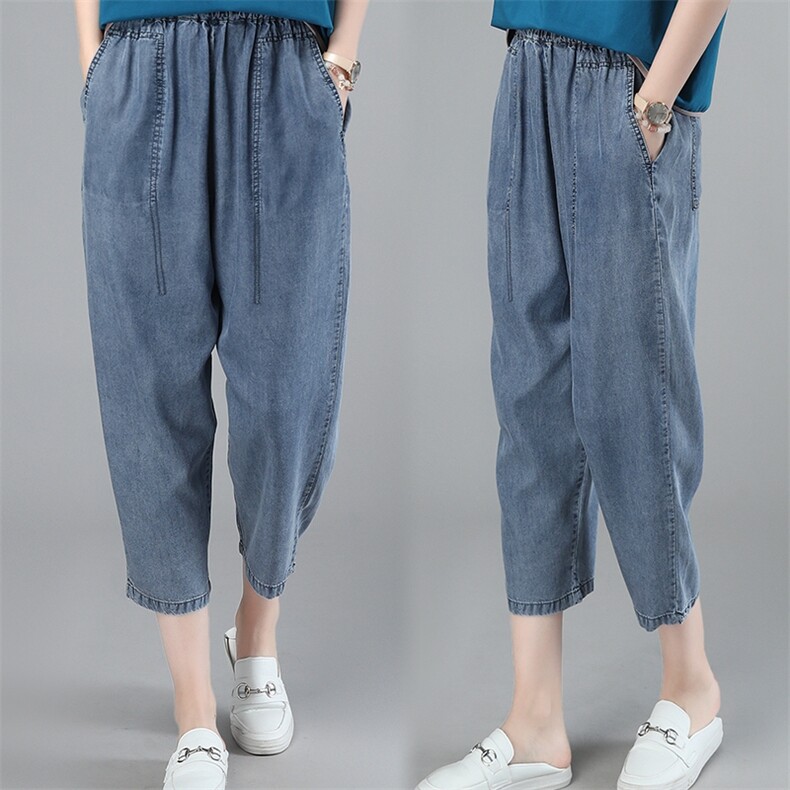 2022夏季新款简约时尚舒适休闲牛仔九分裤，女装牛仔裤，独衣靓