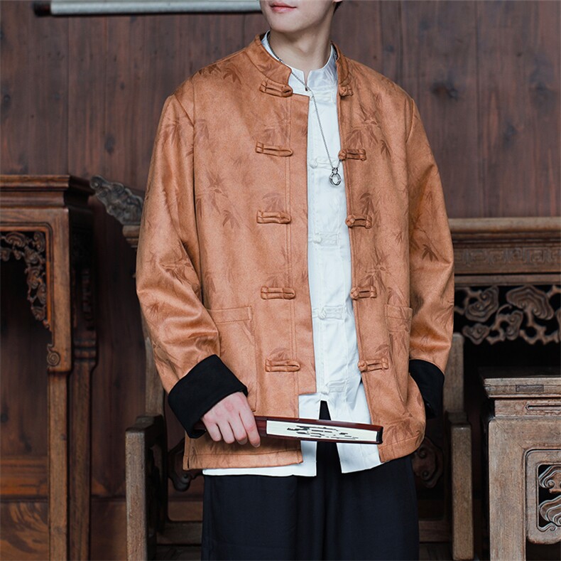 现货新中式大码情侣男士外套厚夹克麂皮绒上衣JK1818-P110控188,男装夹克,电商A021