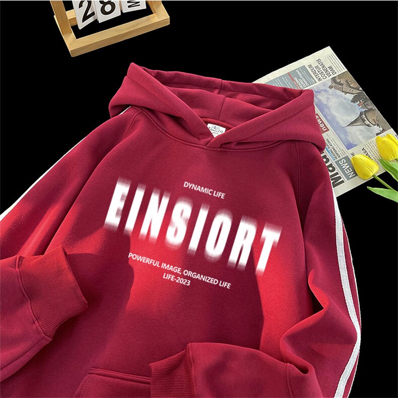 加绒加厚秋冬高品质情侣同款休闲织带连帽卫衣XZ310B-W7336-P65,男装卫衣,星座310B