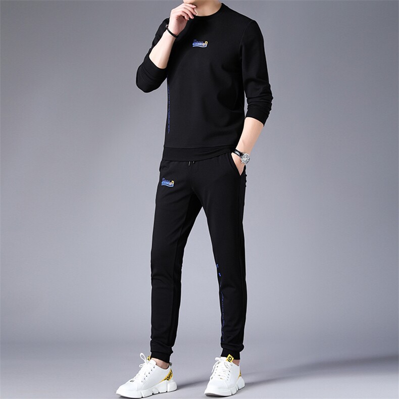 2021秋冬新款时尚男士套头圆领卫衣休闲裤长袖套装B9027P158,男装休闲套装,电商D230