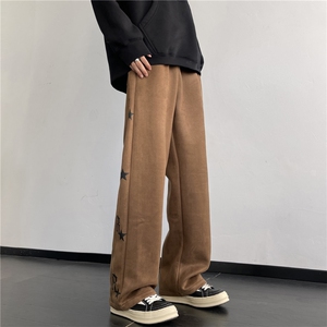 麂皮绒美式直筒长裤男款小众vibe秋冬休闲长裤A061-AX00453-P60图片