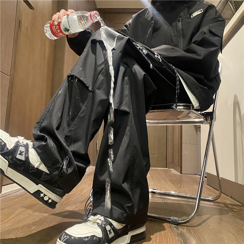 抖音品质春季新款潮流百搭褶皱宽松冲锋裤B315-K24031-p50控68,男装休闲裤,电商B315