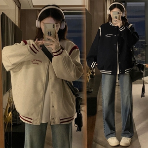 2024年新款港风日系复古字母刺绣立领棒球服夹克外套 JK1262-P80图片