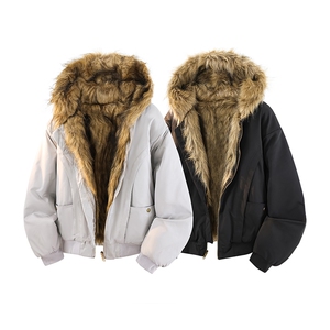 8XL-M复古双面加厚毛绒皮草短款工装派克服外套MY1707P158控188,藏蓝色衬衣女搭配图片图片