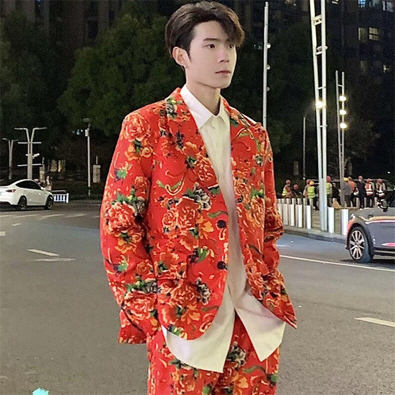 RS1网红同款高质量大码单上衣西装西服婚庆表演出团队服新中式潮,男装西服,星座115A(原星座507）