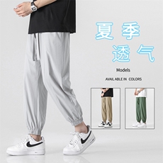夏季薄款冰丝顺滑显瘦休闲舒适百搭休闲裤束脚裤6016特批31，男装休闲裤，星座718-1