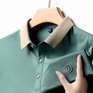 短袖T恤男刺绣纯色上衣服夏季中年男士商务休闲半袖POLO衫图片