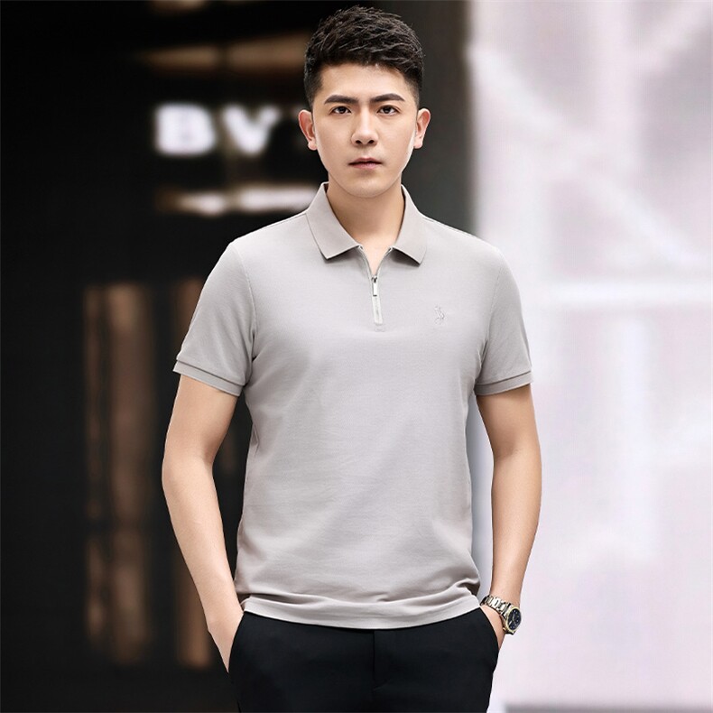 2024夏季商务休闲男士时尚Polo衫半拉链翻领透气短袖T恤男半袖潮,男装T恤,电商B212（原钱塘6029）