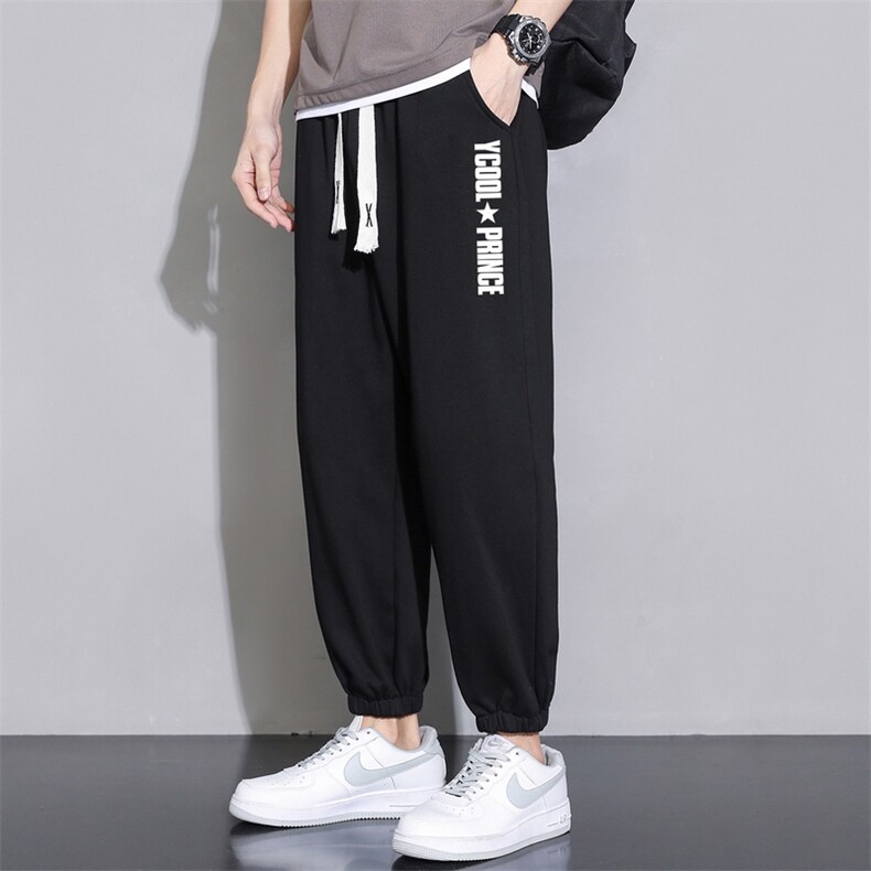 春夏2026新款现货潮流男士字母印花休闲运动九分裤大码K905-P15图片