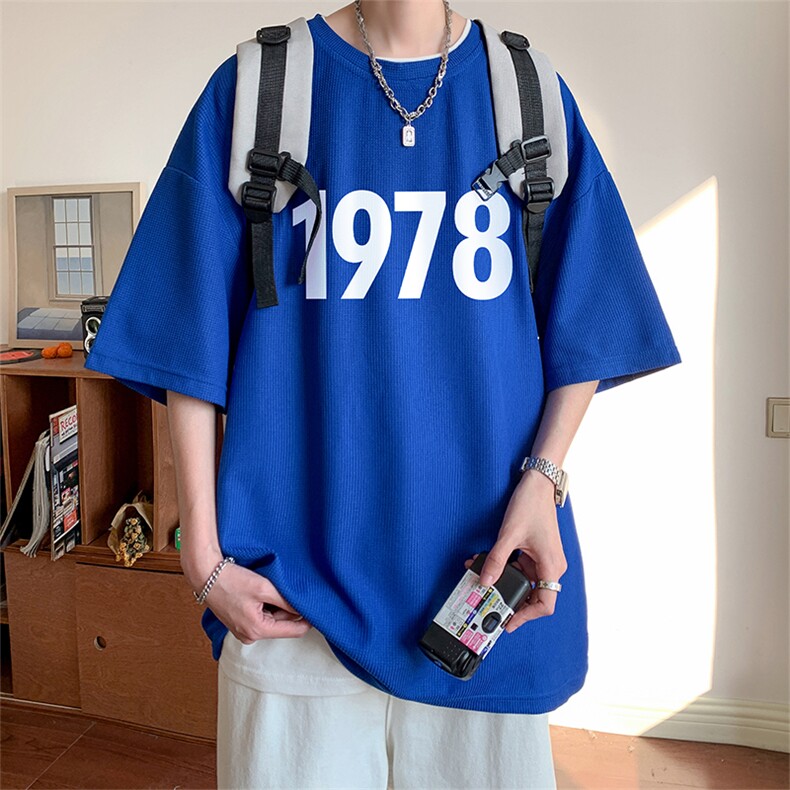 ！2024夏季新款男士字母印花华夫格短袖T恤半袖TXH331P25图片