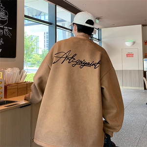 已注册港风供抖音得物高品质直播美式麂皮绒宽松卫衣W3503P38图片