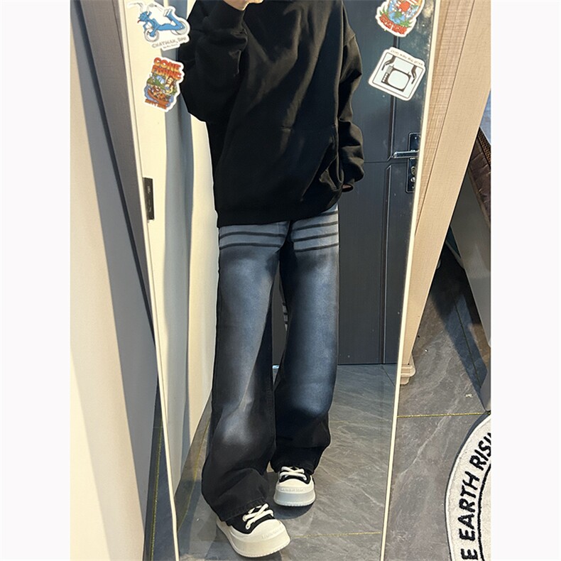 B221美式ins高街暗黑重工艺宽松直筒牛仔裤LK23125-P65控88,男装牛仔裤,电商B221