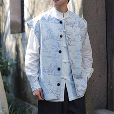 新中式2025春夏新款风格精美提花马甲A021-MJ01-p70控98，男装背心/马甲，电商A021