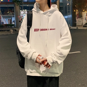 WY2071-P35 加绒款-P40 纯棉连帽卫衣男大码运动帽衫宽松薄外套男图片