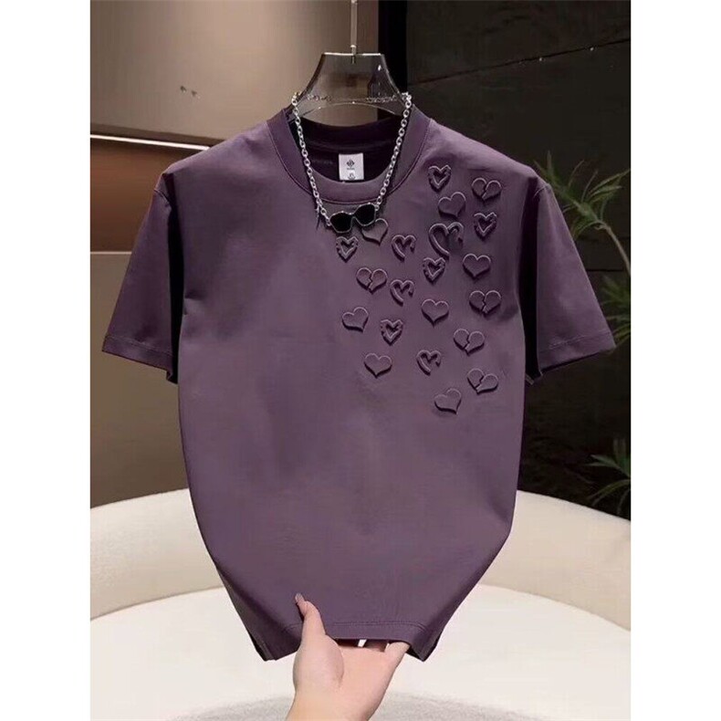 W10077-P35网图现货夏季新款潮牌立体爱心钢印休闲短袖百搭T恤,男装T恤,星座1608-2