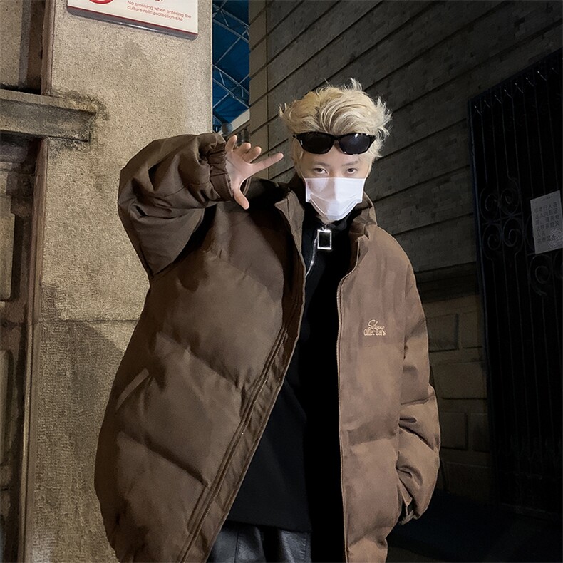 F106-P95美式复古麂皮绒立领棉衣男冬季宽松潮流加厚棉服外套,男装棉衣,星座512-6