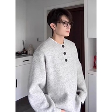 美式复古亨利领毛衣男慵懒风高级感针织衫外套513AMY2370P46，男装针织衫/毛衣，星座513A